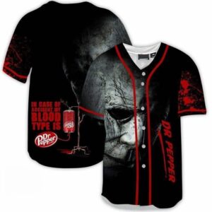 Michael Myers Dr Pepper Beer Baseball Jersey - Perfect Sport Dad Gift for Men & Women Birthday Idea & Soda Lover Gift
