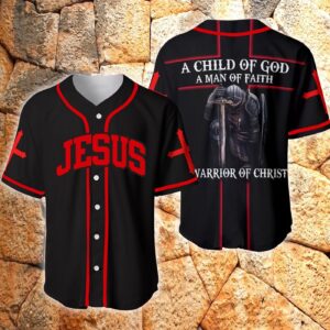 A Child Of God A Man Of Faith Jesus Baseball Jersey - Gift Men Women 1