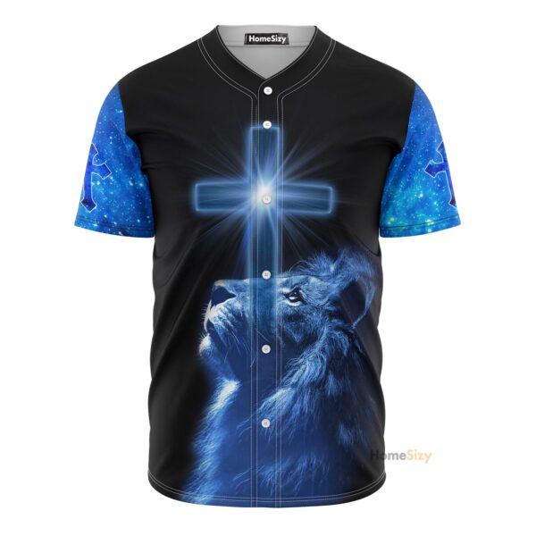 Believe Jesus Blue Lion – Baseball Jersey – Gift Men Women
