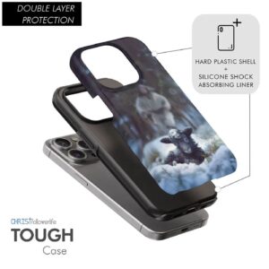 Jesus Running to Rescue a Lost Sheep in a Snowy Forest Phone Case 1