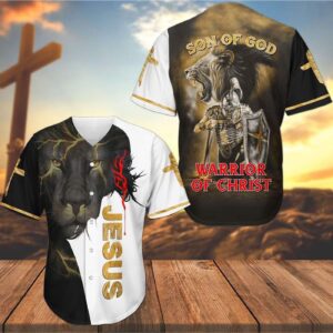 Jesus Son Of God and Warrior Of Christ Baseball Tee Jersey Shirt Printed 3D - Gift Men Women