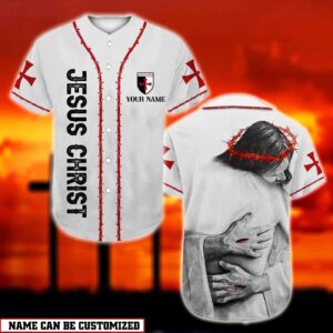 Custom Printed Jesus Baseball Jersey - God Hug - Gift for Christians