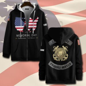 US Coast Guard, Remember – Honor – Respect – Zip Hoodie - Gift for Dad Father's Day