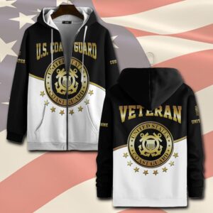 US Coast Guard, American By Birth, Veteran By Choice – Zip Hoodie - Gift for Dad Father's Day