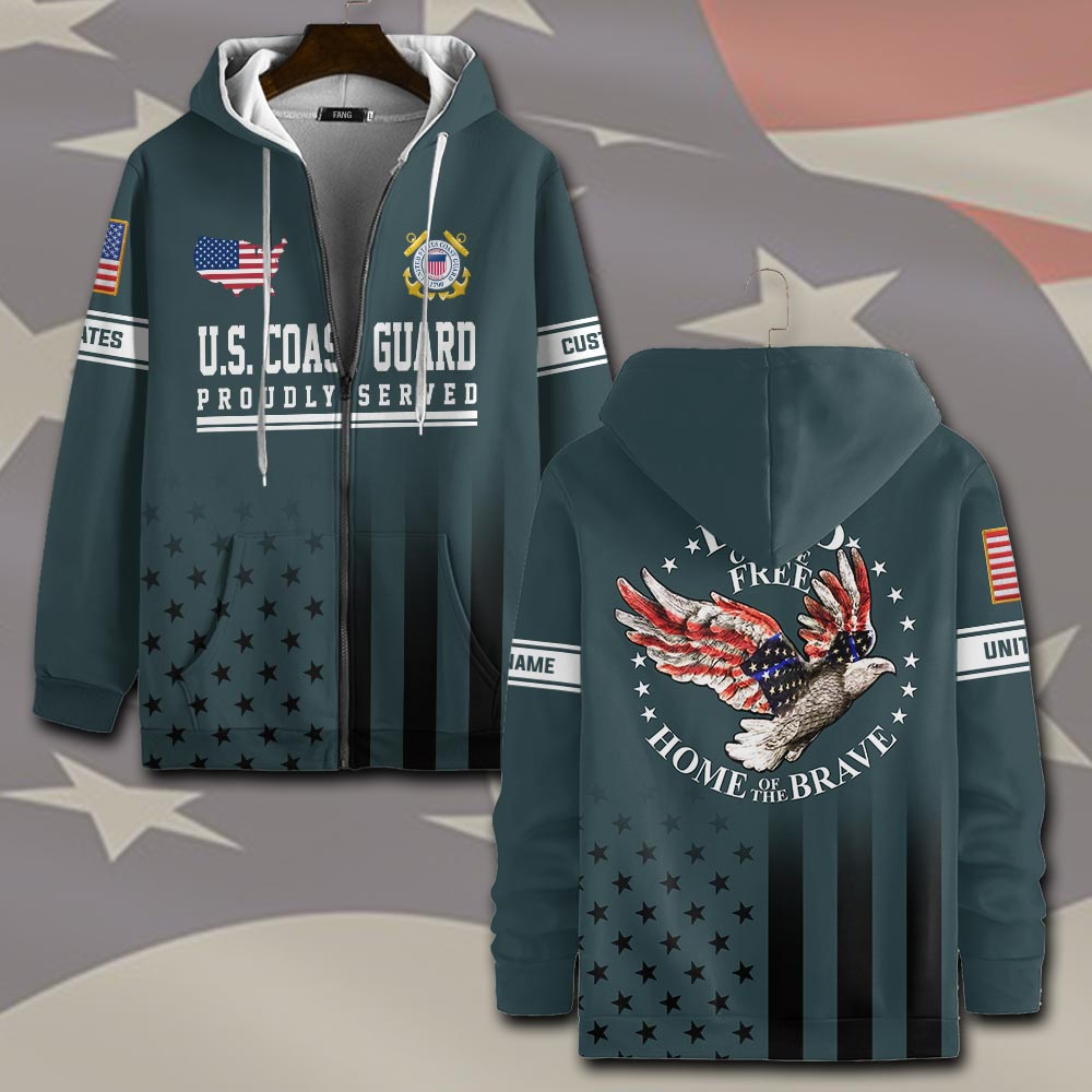 US Coast Guard, Land Of The Free, Because Of The Brave – Zip Hoodie – Gift for Dad Father’s Day US Coast Guard, Land Of The Free, Because Of The Brave – Zip Hoodie – Gift for Dad Father’s Day