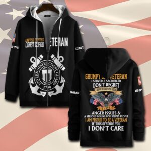 US Coast Guard, E 4 Red – Zip Hoodie - Gift for Dad Father's Day