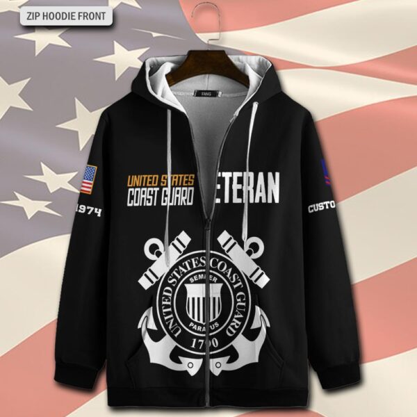 US Coast Guard, E 4 Red – Zip Hoodie – Gift for Dad Father’s Day