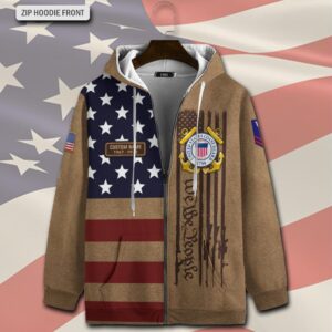 US Coast Guard, Land Of The Free, Because Of The Brave – Zip Hoodie - Gift for Dad Father's Day 1