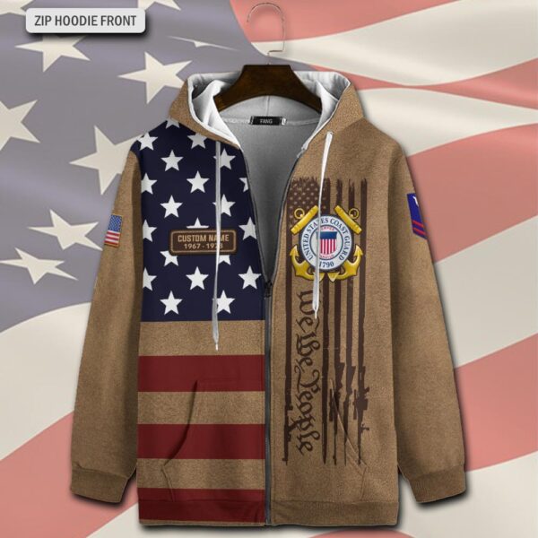 US Coast Guard, Land Of The Free, Because Of The Brave – Zip Hoodie – Gift for Dad Father’s Day