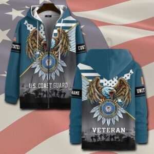 US Coast Guard, E 2 Blue – Zip Hoodie - Gift for Dad Father's Day