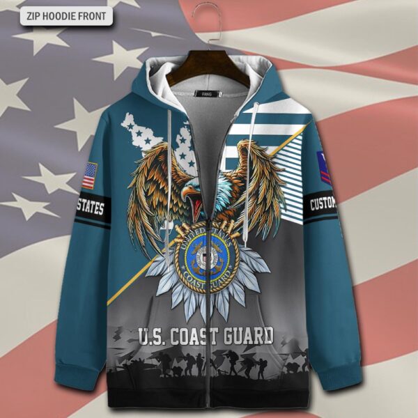 US Coast Guard, E 2 Blue – Zip Hoodie – Gift for Dad Father’s Day