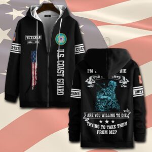 US Coast Guard, E 2 White – Zip Hoodie - Gift for Dad Father's Day