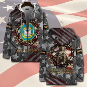 US Coast Guard, Freedom Over Fear – Zip Hoodie - Gift for Dad Father's Day