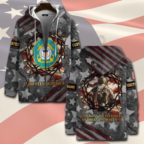 US Coast Guard, Freedom Over Fear – Zip Hoodie – Gift for Dad Father’s Day
