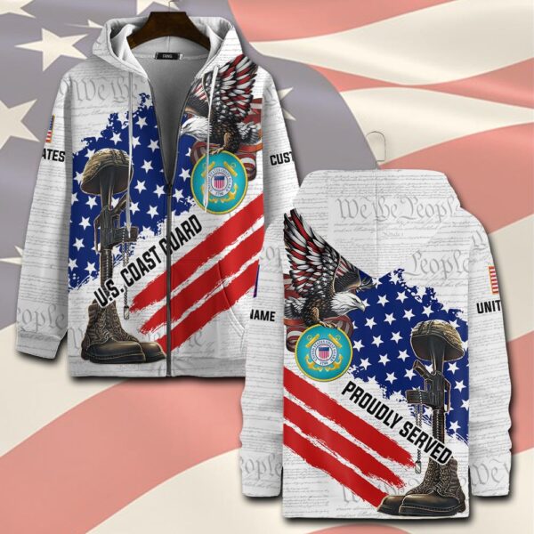 US Coast Guard, Remember – Honor – Respect – Zip Hoodie – Gift for Dad Father’s Day