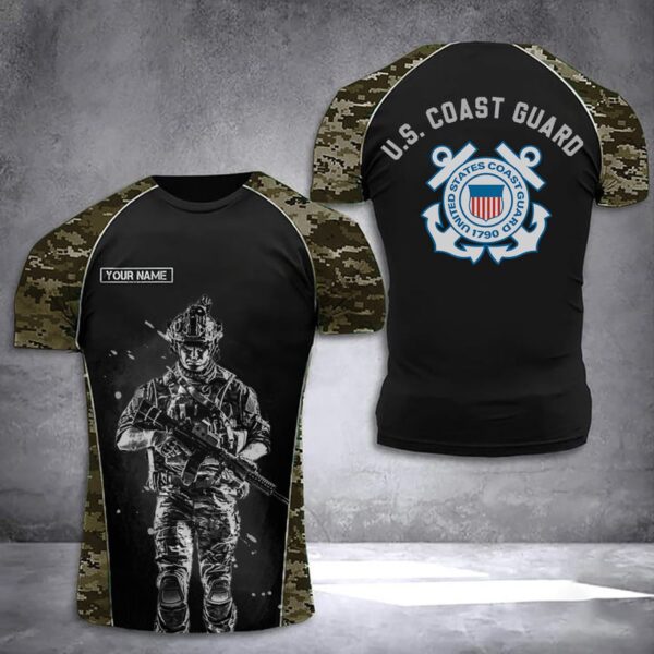 Personalized US Coast Guard Shirt USCG Logo Camouflage T-Shirt Gifts For Soldier – Gift for Dad Father’s Day