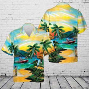 US Coast Guard 25-foot Defender Class Boat Hawaiian Shirt - Gift for Dad Father's Day