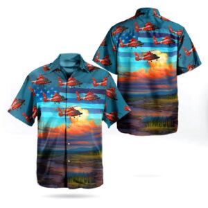 US Coast Guard Aerospatiale HH-65C Dolphin (SA-366G-1) Independence Day Hawaiian Shirt - Gift for Dad Father's Day