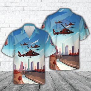 US Coast Guard Air Station Houston MH-65E Dolphin Hawaiian Shirt - Gift for Dad Father's Day