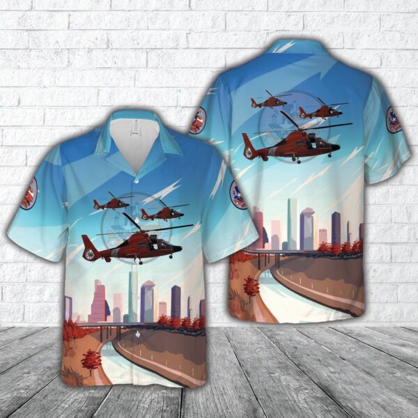 US Coast Guard Air Station Houston MH-65E Dolphin Hawaiian Shirt – Gift for Dad Father’s Day