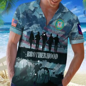 US Coast Guard, American By Birth, Veteran By Choice – Button Hawaiian Shirt - Gift for Dad Father's Day 1
