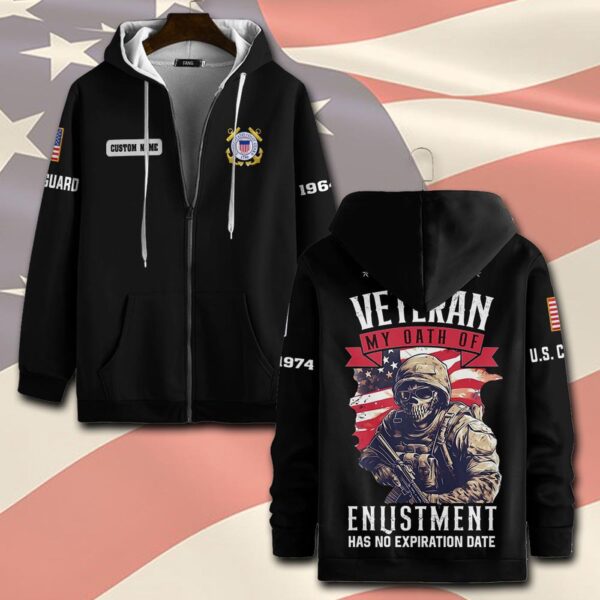 US Coast Guard, American By Birth, Veteran By Choice – Zip Hoodie – Gift for Dad Father’s Day