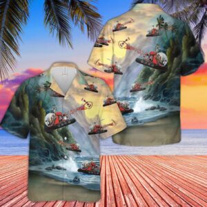 US Coast Guard Bell 47 On Floats Hawaiian Shirt - Gift for Dad Father's Day