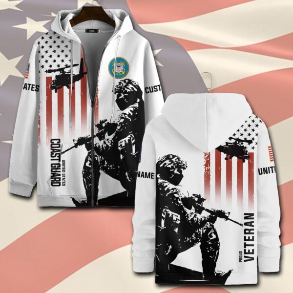US Coast Guard, Defender of Freedom – Zip Hoodie – Gift for Dad Father’s Day