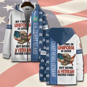 US Coast Guard, Defender of Freedom – Zip Hoodie - Gift for Dad Father's Day