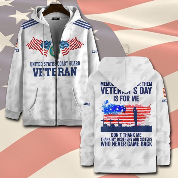 US Coast Guard, Duty, Honor, Country – Zip Hoodie – Gift for Dad Father’s Day