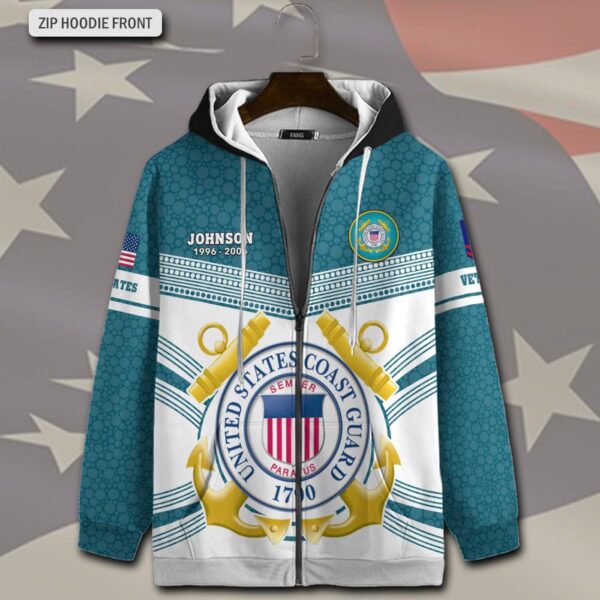 US Coast Guard, E 2 Blue – Zip Hoodie – Gift for Dad Father’s Day