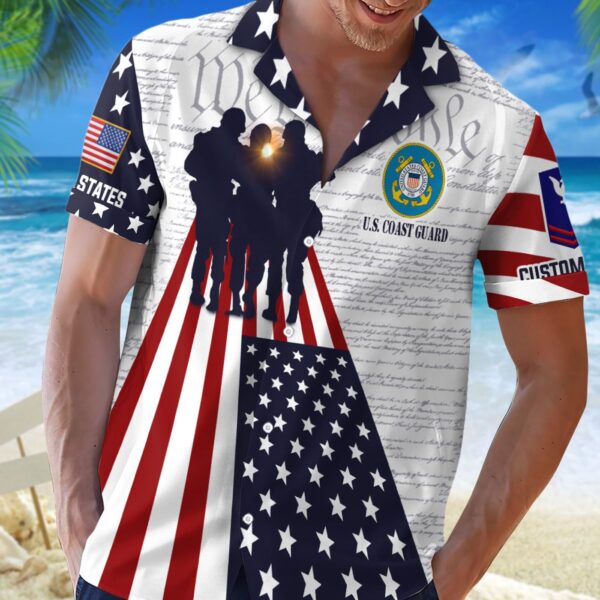 US Coast Guard, E 2 White – Button Hawaiian Shirt – Gift for Dad Father’s Day