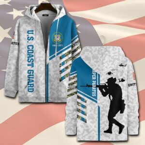US Coast Guard, E 2 White – Zip Hoodie - Gift for Dad Father's Day