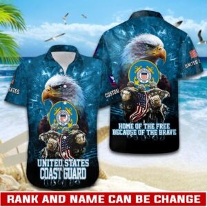 US Coast Guard, E 3 Blue – Button Hawaiian Shirt - Gift for Dad Father's Day