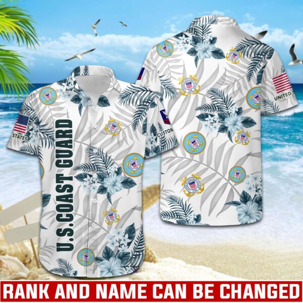 US Coast Guard, E 3 Red – Button Hawaiian Shirt – Gift for Dad Father’s Day
