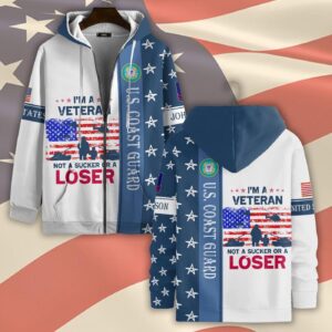 US Coast Guard, E 3 Red – Zip Hoodie - Gift for Dad Father's Day