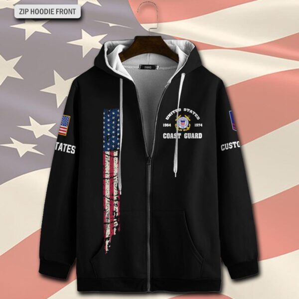 US Coast Guard, E 3 White – Zip Hoodie – Gift for Dad Father’s Day