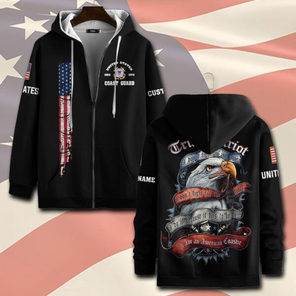US Coast Guard, E 3 White – Zip Hoodie – Gift for Dad Father’s Day