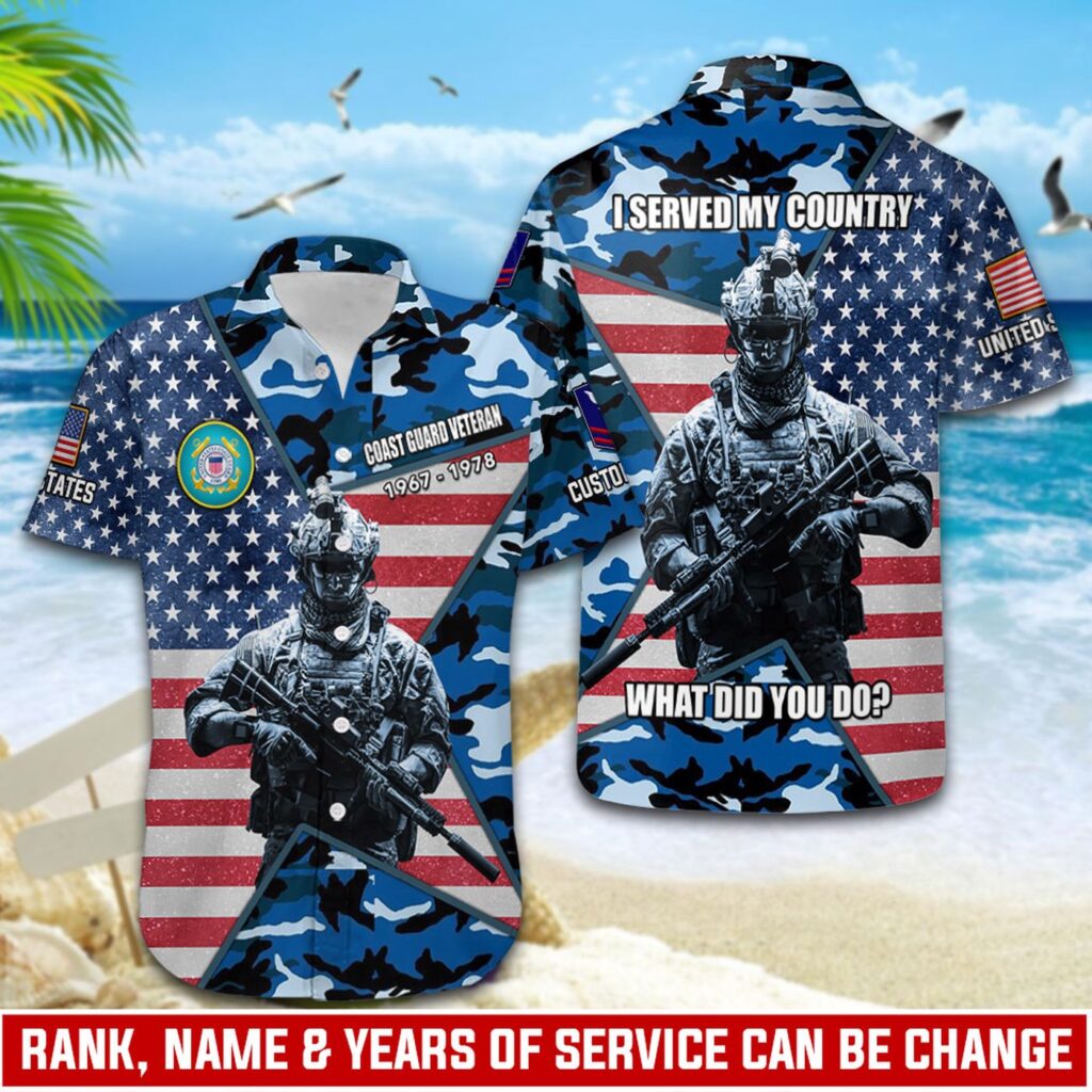 US Coast Guard, E 4 Gold – Button Hawaiian Shirt – Gift for Dad Father’s Day US Coast Guard, E 4 Gold – Button Hawaiian Shirt – Gift for Dad Father’s Day
