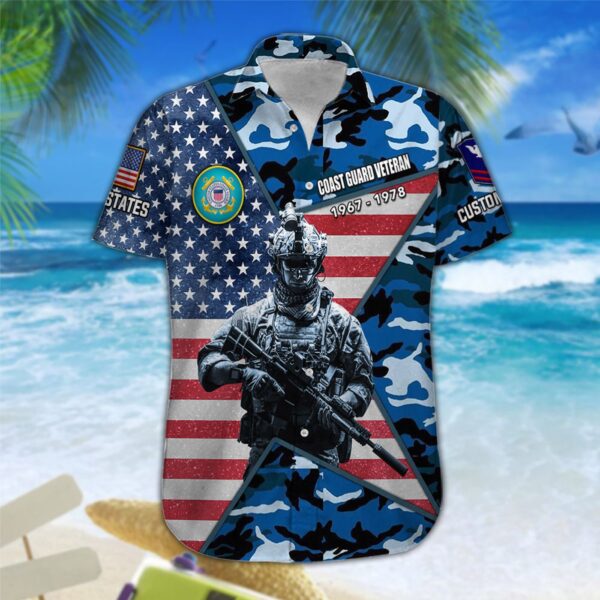 US Coast Guard, E 4 Gold – Button Hawaiian Shirt – Gift for Dad Father’s Day