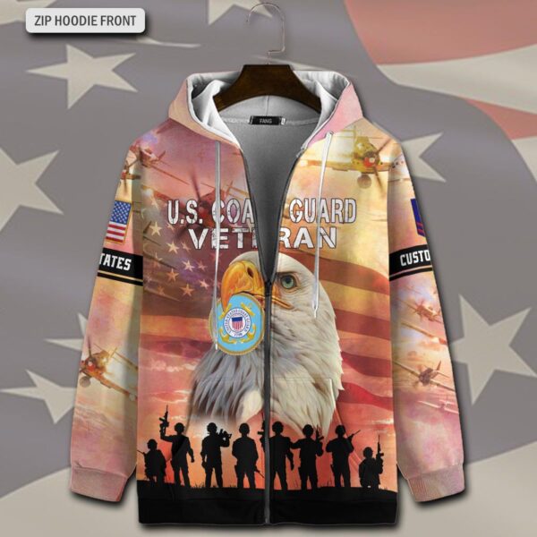 US Coast Guard, E 4 Gold – Zip Hoodie – Gift for Dad Father’s Day
