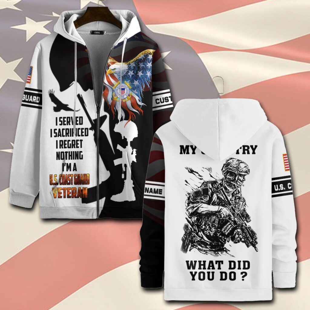 US Coast Guard, E 4 Gold – Zip Hoodie – Gift for Dad Father’s Day US Coast Guard, E 4 Gold – Zip Hoodie – Gift for Dad Father’s Day