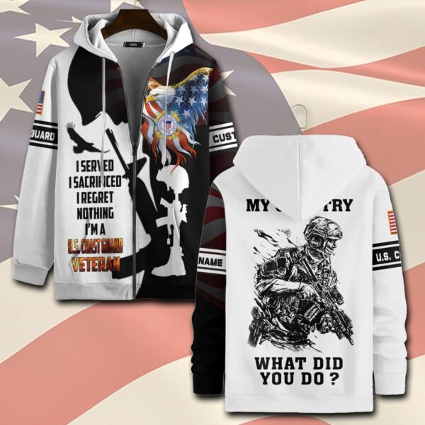 US Coast Guard, E 4 Gold – Zip Hoodie – Gift for Dad Father’s Day
