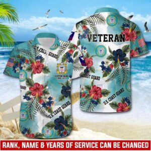 US Coast Guard, E 5 Gold – Button Hawaiian Shirt - Gift for Dad Father's Day