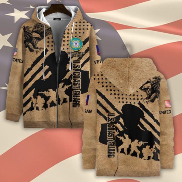 US Coast Guard, E 5 Gold – Zip Hoodie – Gift for Dad Father’s Day