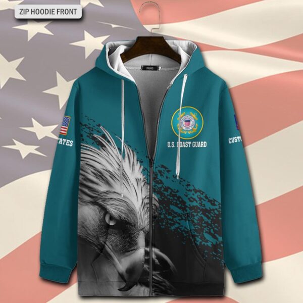US Coast Guard, E 5 Gold – Zip Hoodie – Gift for Dad Father’s Day