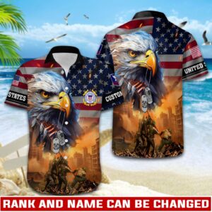US Coast Guard, E 6 Gold – Button Hawaiian Shirt - Gift for Dad Father's Day