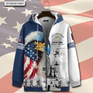 US Coast Guard, E 8 Gold – Zip Hoodie - Gift for Dad Father's Day 1
