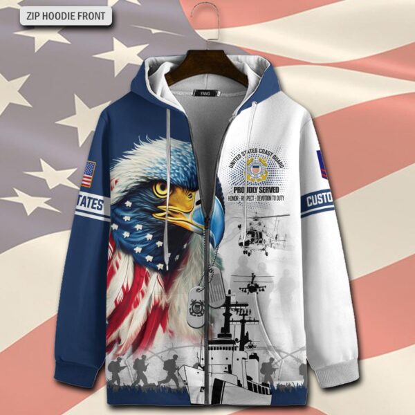 US Coast Guard, E 8 Gold – Zip Hoodie – Gift for Dad Father’s Day