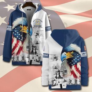 US Coast Guard, E 8 Gold – Zip Hoodie - Gift for Dad Father's Day